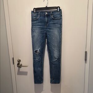 Agolde Blue Skinny Jeans with Distressed Details
